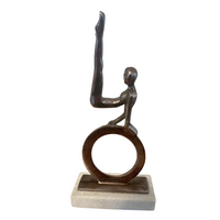 Casting Metal Gymnast-Acrobat Sculpture on Marble Base
