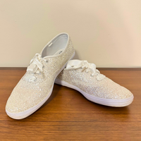 Glitter White-Silver Canvas Sneakers Keds for Kate Spade NY Size 8
