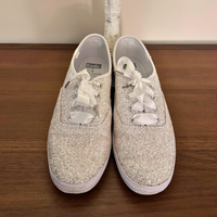 Glitter White-Silver Canvas Sneakers Keds for Kate Spade NY Size 8
