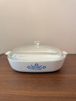 Vintage Corning-ware Blue Cornflower Style 10 in Casserole with Lid P-10-B
