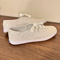 Glitter White-Silver Canvas Sneakers Keds for Kate Spade NY Size 8
