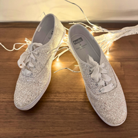 Glitter White-Silver Canvas Sneakers Keds for Kate Spade NY Size 8
