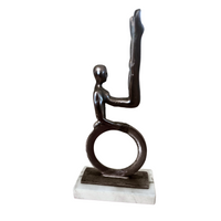 Casting Metal Gymnast-Acrobat Sculpture on Marble Base
