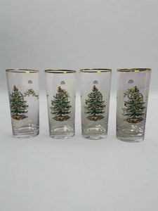 Spode Christmas Tree-Holly-Swag Glasses Set