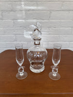 Nachtmann Bleikristall Crystal Decanter Apple Stopper and Flute Glass Set
