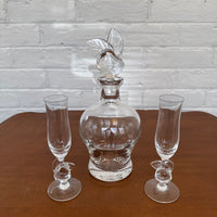 Nachtmann Bleikristall Crystal Decanter Apple Stopper and Flute Glass Set