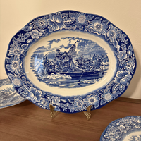 Liberty Blue USA Historic Colonial Scenes England Ceramic Dinnerware
