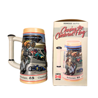 Budweiser Salutes Beer Vintage Stein-Mug Chasing the Checkered Flag Series-06659 1991 Limited Edition
