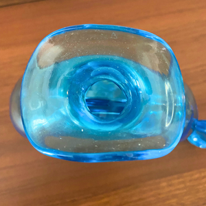 Vintage MCM Aqua Blue Pinched Doughnut Decanter