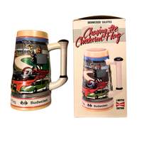 Budweiser Salutes Beer Vintage Stein-Mug Chasing the Checkered Flag Series-06659 1991 Limited Edition
