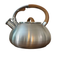 Brandani Whistling Wood-Looking Handle Induction Tea Kettle Teapot Stainless Steel