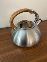 Brandani Whistling Wood-Looking Handle Induction Tea Kettle Teapot Stainless Steel
