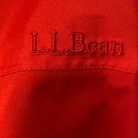 L.L. Bean Men's Red Waterproof Hooded Zip Windbreaker Rain Jacket