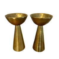 Rustic Cast Brass Pillar Candle Holder Williams-Sonoma Home Decor
