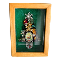 Vintage Jewelry Art Framed Christmas Tree
