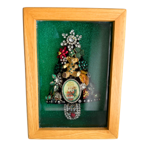 Vintage Jewelry Art Framed Christmas Tree