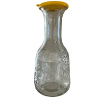 Vintage Clear Glass Lemonade Embossed Lemons Carafe Water-Juice with Rubber Lid