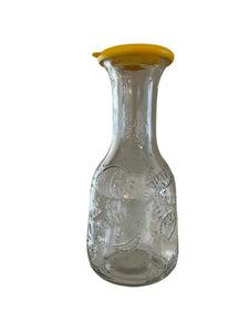 Vintage Clear Glass Lemonade Embossed Lemons Carafe Water-Juice with Rubber Lid