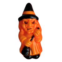 Vintage 1980’s Blown Plastic Empire Halloween Witch Holding Broom
