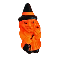 Vintage 1980’s Blown Plastic Empire Halloween Witch Holding Broom
