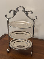 Vintage Silver-plated Edwardian Style 3-Tier Mini-Cake Stand Patisserie Stand
