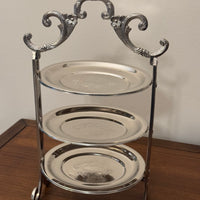 Vintage Silver-plated Edwardian Style 3-Tier Mini-Cake Stand Patisserie Stand