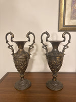 Vintage Brass Vases Gothic Duck Ornate Handles
