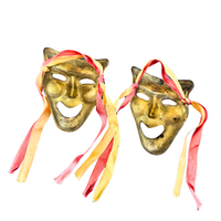 Theatric Tragedy Comedy Happy Face Brass Mask Set 2
