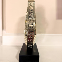 Vintage Judaica H. Karshi 925 Silver and Golden-tone Hamsa with Pedestal
