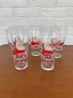 Vintage Coca-Cola Glasses Set 5 PCS Santa Claus Christmas Design
