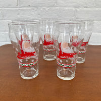 Vintage Coca-Cola Glasses Set 5 PCS Santa Claus Christmas Design