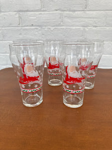 Vintage Coca-Cola Glasses Set 5 PCS Santa Claus Christmas Design