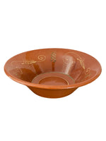 Traditional Red Clay Hand Slip-Trailed Decorated Serving Bowl
