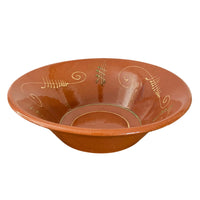 Traditional Red Clay Hand Slip-Trailed Decorated Serving Bowl