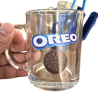 Vintage Oreo Glass Mug Set 2 w/ Cookies Holders
