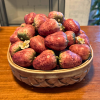 VTG Ceramic Majolica Woven Basket with Strawberries Italy
