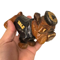 Vintage Yale University Carved Wood Bulldog
