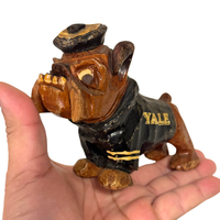 Vintage Yale University Carved Wood Bulldog
