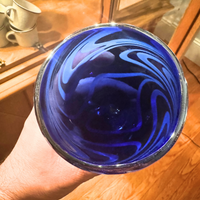 Hand-blown Glass Swirl Cobalt-Blue Mother-Pearl Clear Wine-Beverage Glasses
