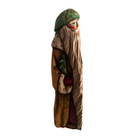 Hand-carved Primitive-Style Wood Santa Claus Figurine
