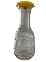 Vintage Clear Glass Lemonade Embossed Lemons Carafe Water-Juice with Rubber Lid
