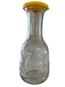 Vintage Clear Glass Lemonade Embossed Lemons Carafe Water-Juice with Rubber Lid