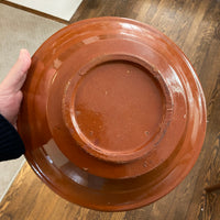 Traditional Red Clay Hand Slip-Trailed Decorated Serving Bowl