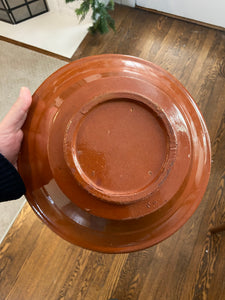 Traditional Red Clay Hand Slip-Trailed Decorated Serving Bowl