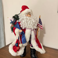 Christmas Decor Americana Style Patriotic Santa Claus