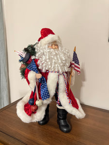 Christmas Decor Americana Style Patriotic Santa Claus