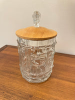 Vintage Goebel Charlottenhutte Glass Jar with Wooden Lid
