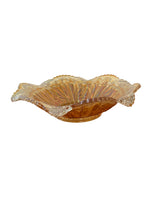 Marigold Carnival Glass Rays-Ribbons-Ruffled Bowl
