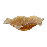 Marigold Carnival Glass Rays-Ribbons-Ruffled Bowl