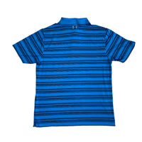 Under-Armour Men's Blue Striped Short-sleeve Golf Polo Heat-Gear